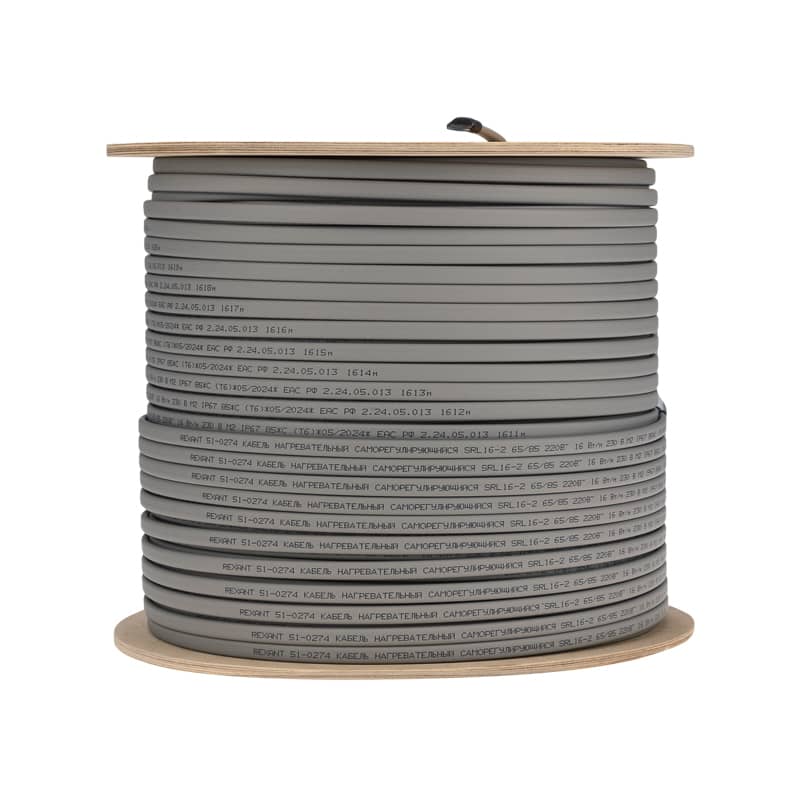 Кабель греющий (нагревательный) саморегулирующийся SRL16-2, неэкранированный, 16Вт/м, 0,9мм2/105м, бухта 300м REXANT 4