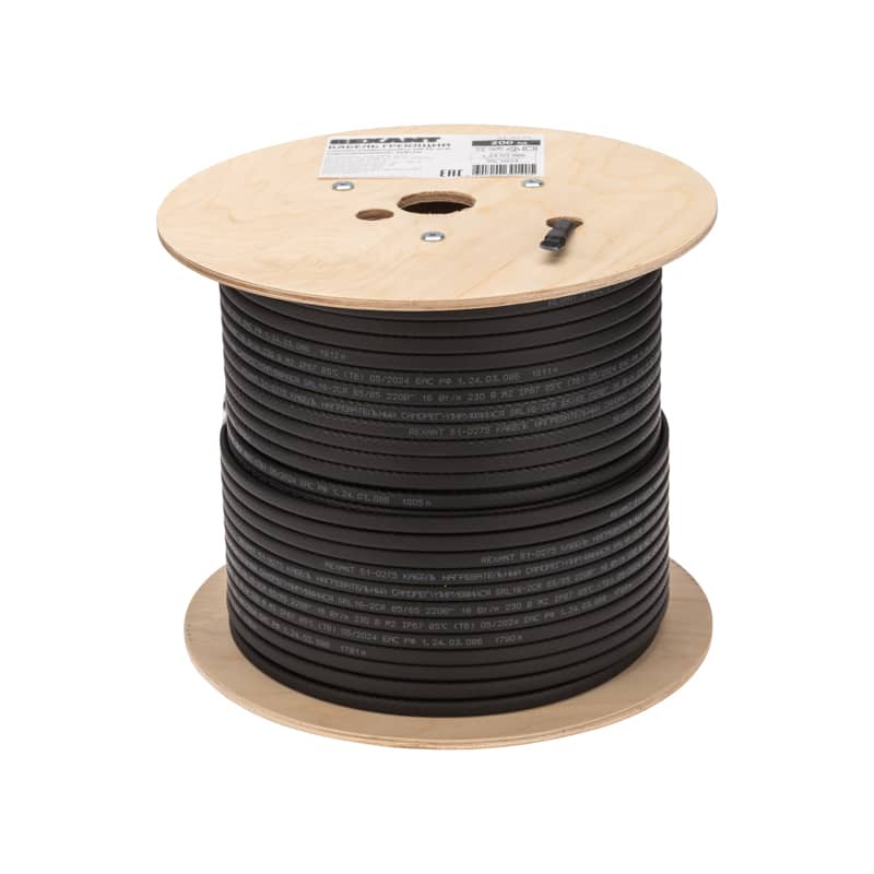 Кабель греющий (нагревательный) саморегулирующийся SRL16-2CR, экранированный, 16Вт/м, 0,9мм2/105м, бухта 200м REXANT 2