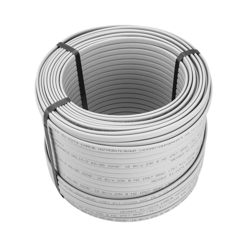 Кабель греющий (нагревательный) саморегулирующийся SRL16-2, неэкранированный, 16Вт/м, 0,9мм2/105м, бухта 100м REXANT 1