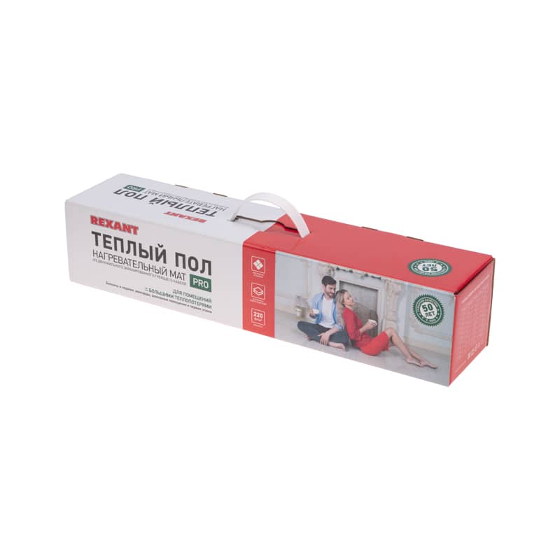 Теплый пол, нагревательный мат PRO RNX-1-220 1м², 0,5х2,0м, 220Вт двухжильный, с экраном REXANT 4