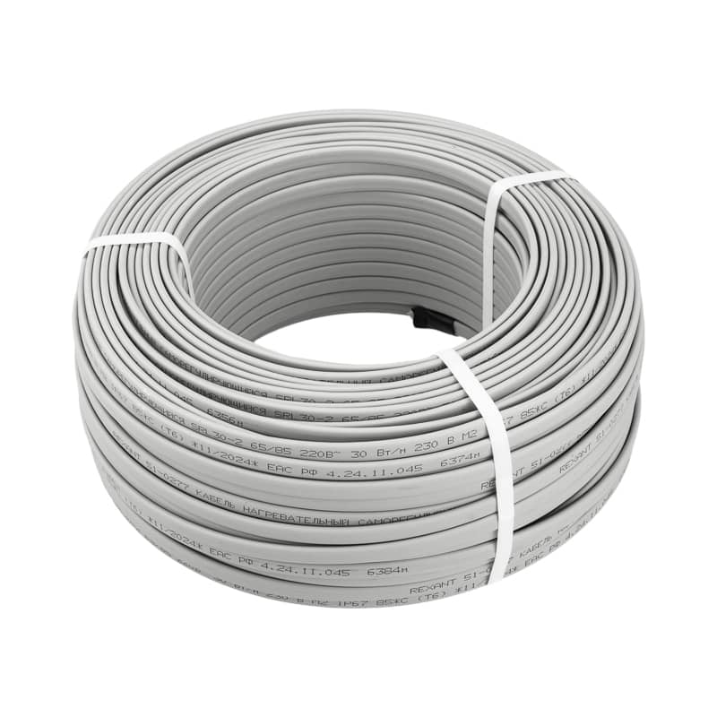 Кабель греющий (нагревательный) саморегулирующийся SRL30-2, неэкранированный, 30Вт/м, 0,9мм2/55м, бухта 100м REXANT 1