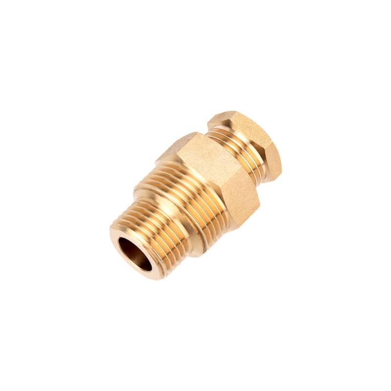 Сальник с двойной резьбой 1/2 и 3/4 для ввода кабеля в трубу, никелированная латунь REXANT 2