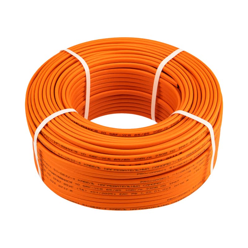 Кабель греющий (нагревательный) саморегулирующийся пищевой SRP10-2CR, экранированный, 10Вт/м, 0,5мм2/100м, бухта 100м PROconnect 1