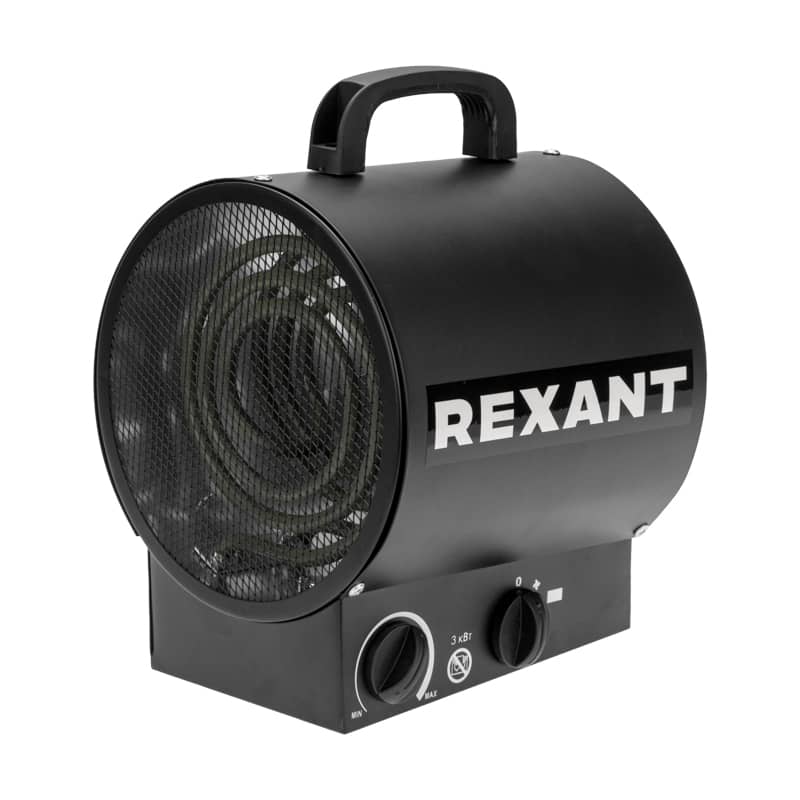 Пушка тепловая электрическая, круглая, прямоугольная подставка, ТЭН, 3кВт REXANT 1