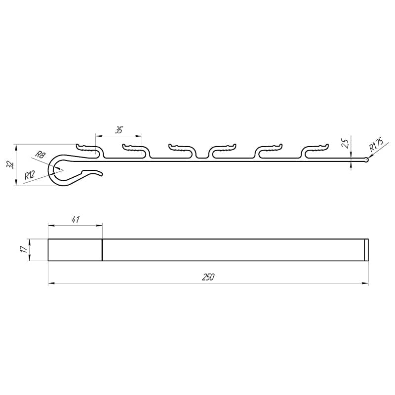 Зажим RX/B1-6 для крепления греющего кабеля на водосточный желоб 25 шт. REXANT 4