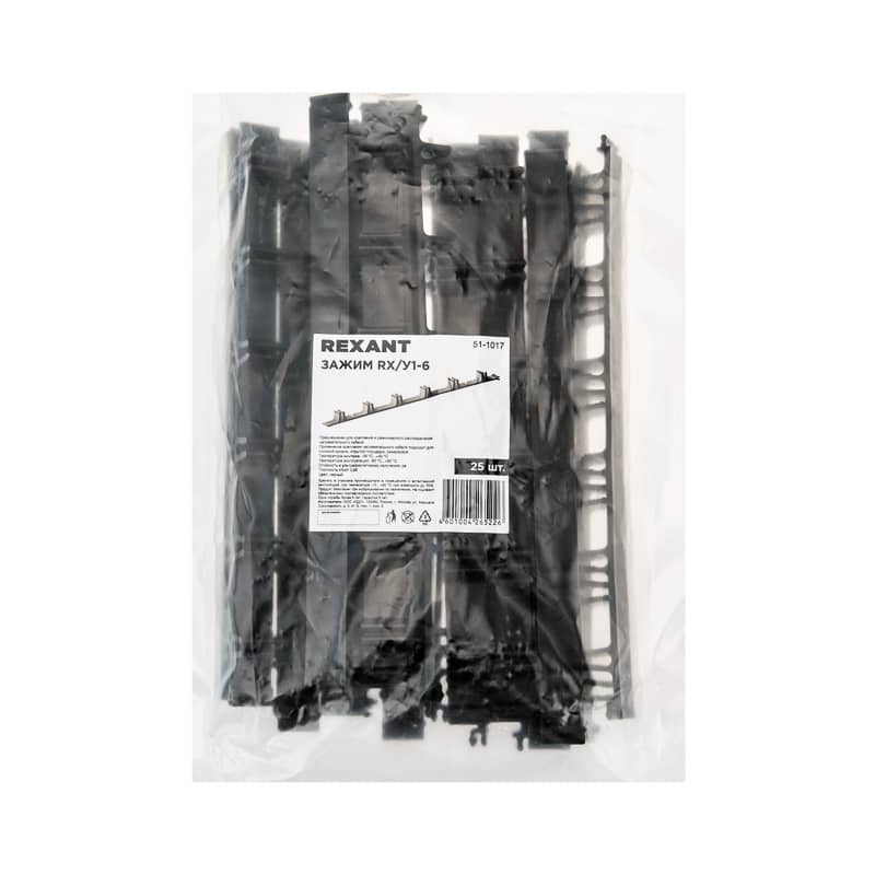 Зажим RX/Y1-6 для крепления греющего кабеля на плоскую кровлю, открытые площадки, резервуары, 25 шт. REXANT 7