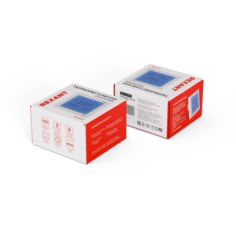 Терморегулятор цифровой R200W сенсорный, программируемый, белый REXANT  3