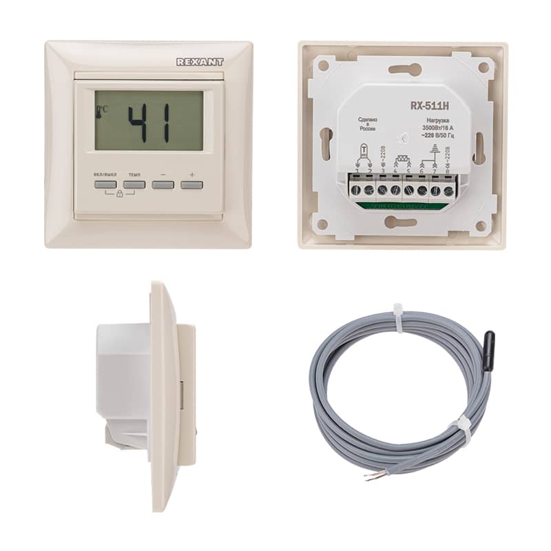 Терморегулятор цифровой RX-511H совместим с Legrand серии Valena, бежевый REXANT 2