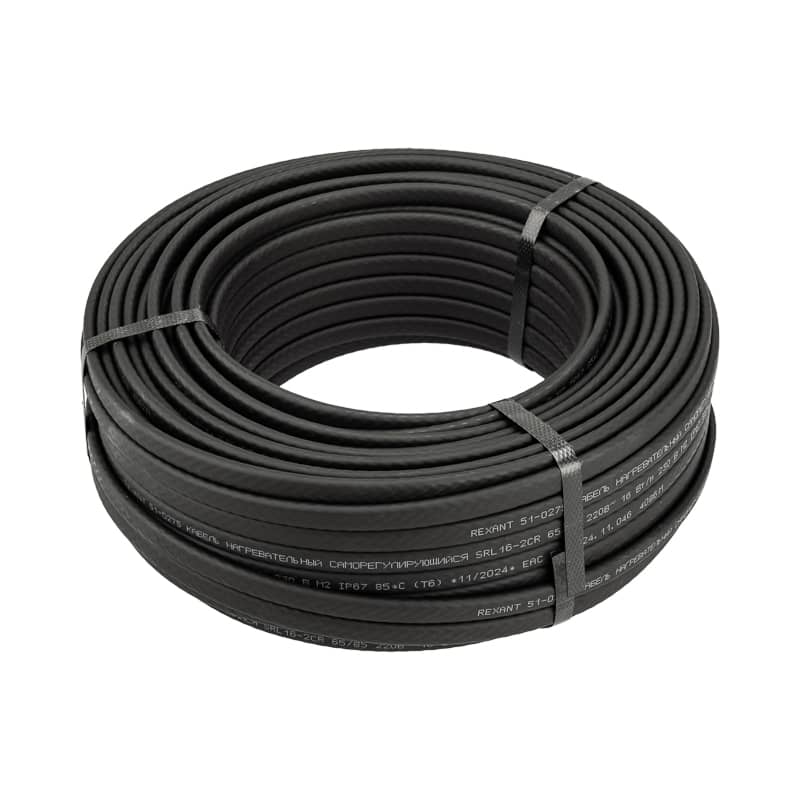 Кабель греющий (нагревательный) саморегулирующийся SRL16-2CR, экранированный, 16Вт/м, 0,9мм2/105м, бухта 50м REXANT 1