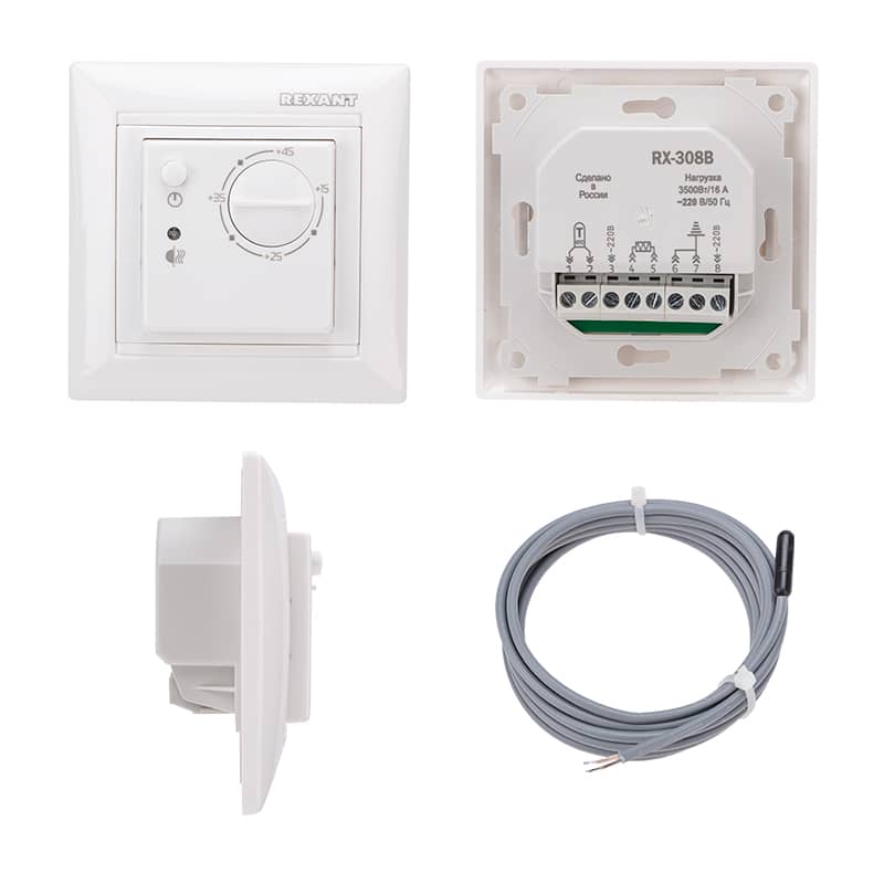 Терморегулятор механический RX-308B, совместим с Legrand серии Valena, белый REXANT 2