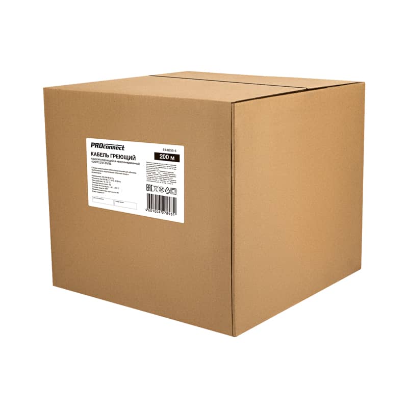 Кабель греющий (нагревательный) саморегулирующийся с УФ-защитой SRL40-2 UV, неэкранированный, 40Вт/м, 0,9мм2/40м, бухта 200м PROconnect 5