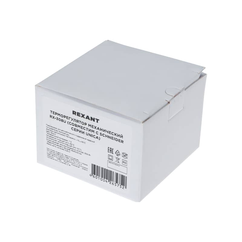 Терморегулятор механический RX-308U, совместим с Schneider серии Unica, белый REXANT 3