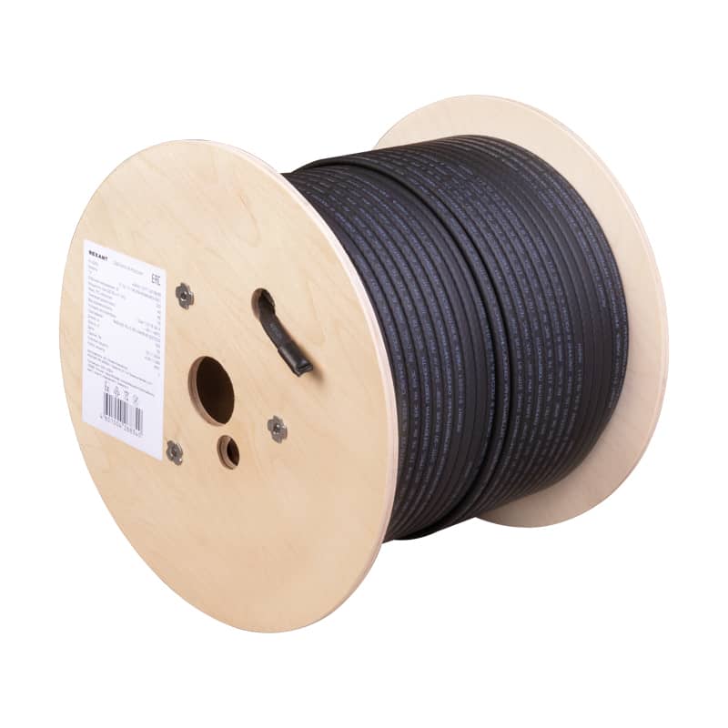 Кабель греющий (нагревательный) саморегулирующийся с УФ-защитой SRL40-2CR UV, экранированный, 40Вт/м, 1,3мм2/50м, бухта 200м серия PRO REXANT 1