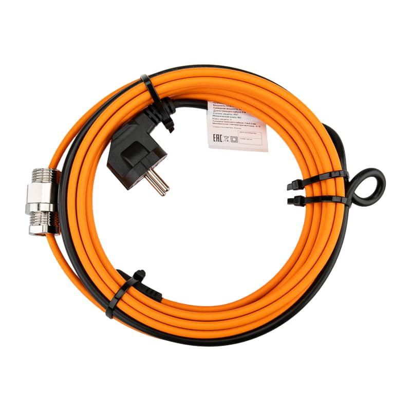 Кабель греющий саморегулирующийся пищевой SRP 10-2CR (10 ККНС 2ЛПп-ЭЛ) 65/85, готовый комплект в трубу, 6м/60Вт PROconnect 3