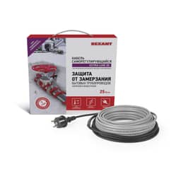 Кабель греющий саморегулирующийся модель SRL Extra Line 25MSR-PB, на трубу, 15м/375Вт REXANT
