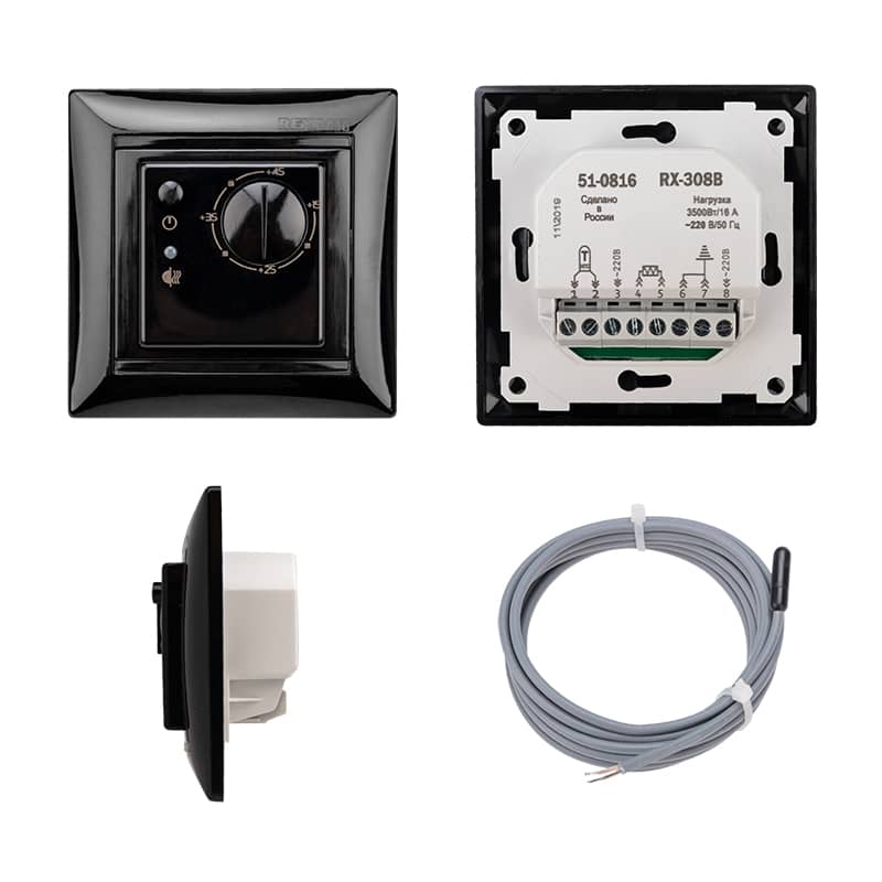 Терморегулятор механический RX-308B, совместим с Legrand серии Valena, черный REXANT 2