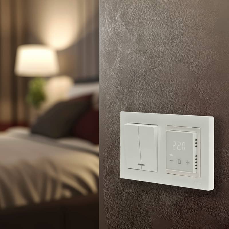 Терморегулятор цифровой RX-44W сенсорный, программируемый, с Wi-Fi, белый REXANT (совместим с рамкой Schneider, Legrand, ABB, Gira) 3